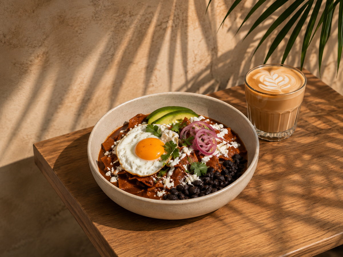 Chilaquiles con café de la casa